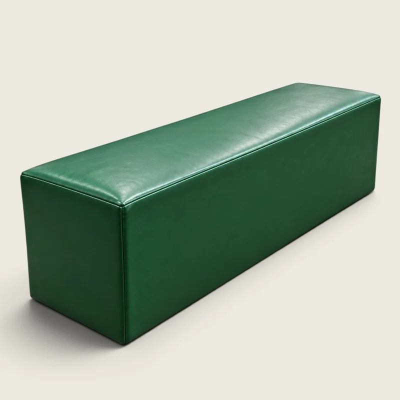 Saxen: - Rectangle Ottoman Bench in Green Vinyl - Refurbished