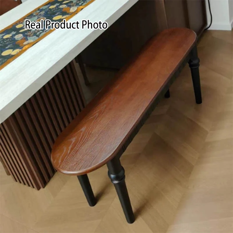 Traditional Vintage Oval Rubberwood Bench Backless Armless For Entryway