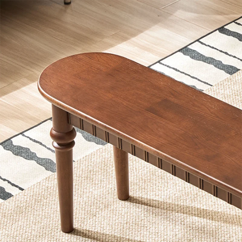 Traditional Vintage Oval Rubberwood Bench Backless Armless For Entryway
