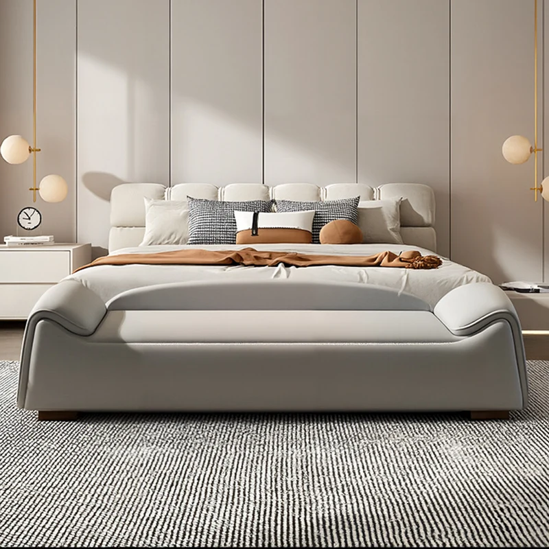 Modern Minimalist Rectangular Faux Leather Pine Wood Plywood Bench For Bedroom