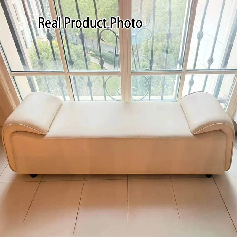 Modern Minimalist Rectangular Faux Leather Pine Wood Plywood Bench For Bedroom