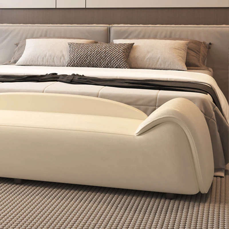 Modern Minimalist Rectangular Faux Leather Pine Wood Plywood Bench For Bedroom