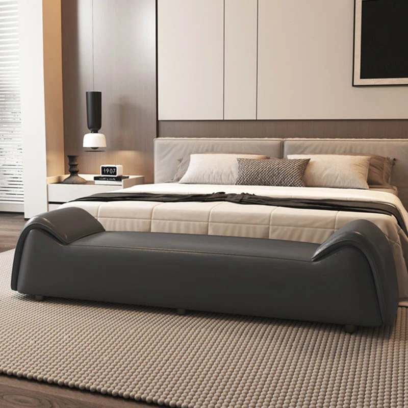 Modern Minimalist Rectangular Faux Leather Pine Wood Plywood Bench For Bedroom