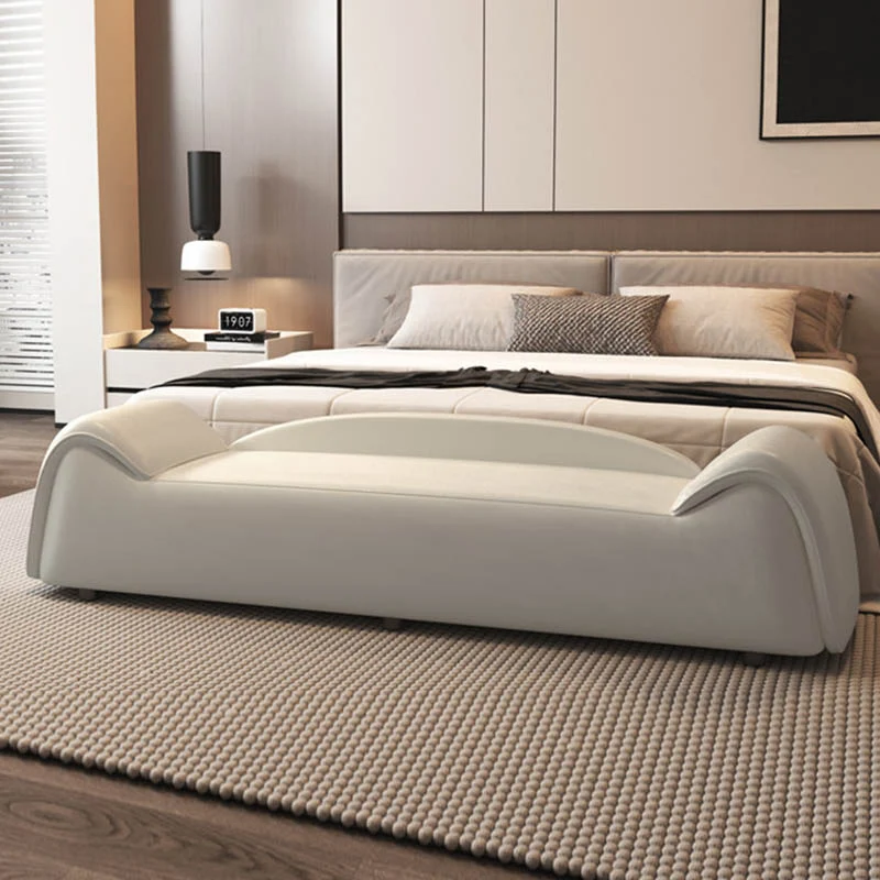 Modern Minimalist Rectangular Faux Leather Pine Wood Plywood Bench For Bedroom