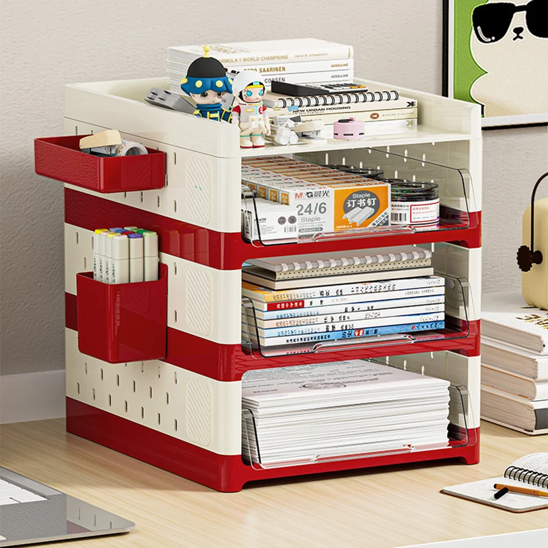 Modern Minimalist Rectangular PP PET Perforated Board Desktop Storage Shelf 2/3/4-Tier For Study