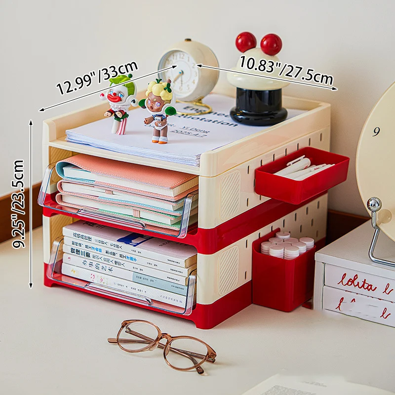 Modern Minimalist Rectangular PP PET Perforated Board Desktop Storage Shelf 2/3/4-Tier For Study
