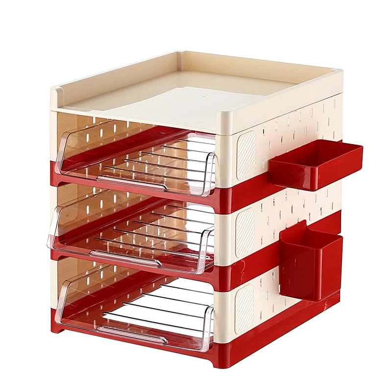 Modern Minimalist Rectangular PP PET Perforated Board Desktop Storage Shelf 2/3/4-Tier For Study