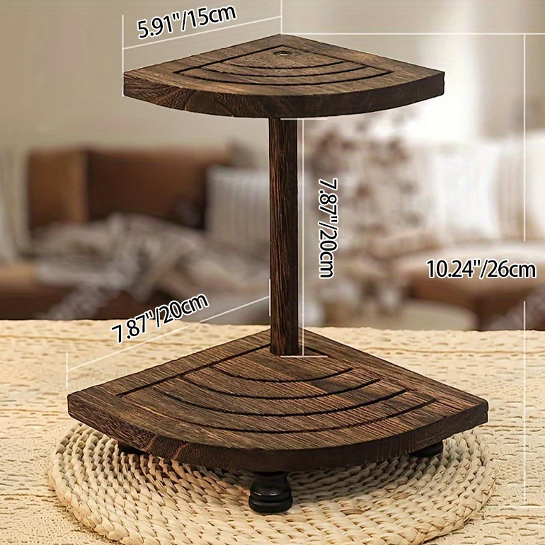Modern Minimalist Paulownia Wood Curved Space-Saving Desktop Display Rack 2-Tier For Bedroom & Living Room