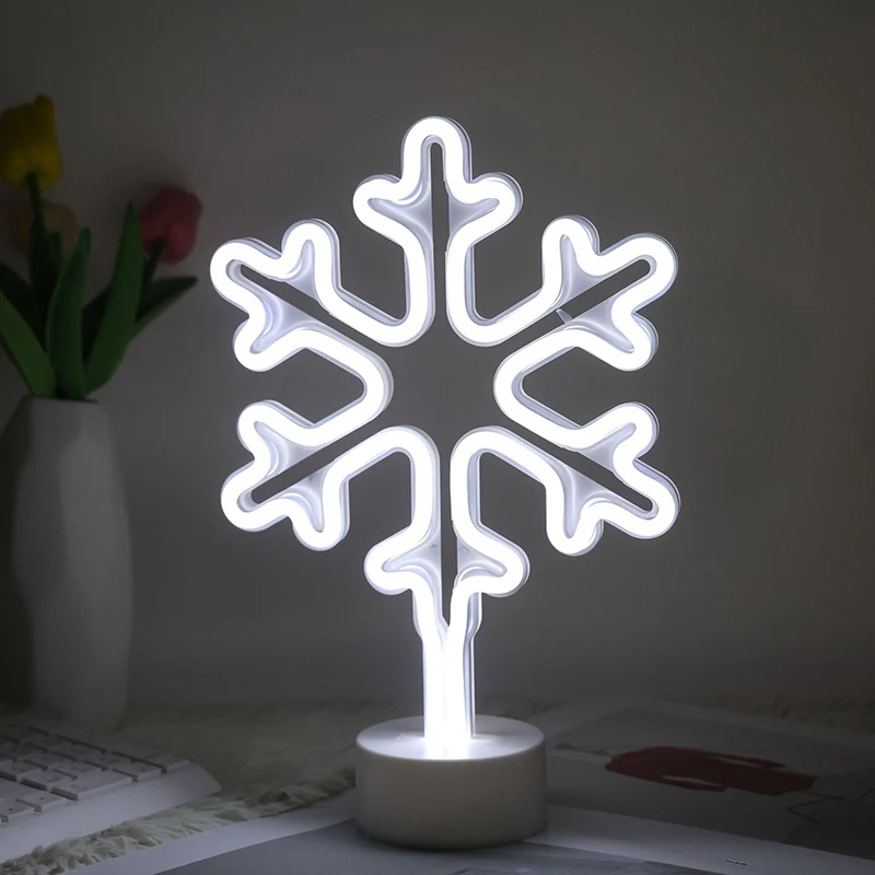 Modern Art Deco Plastic Snowflake Round LED Table Lamp For Living Room