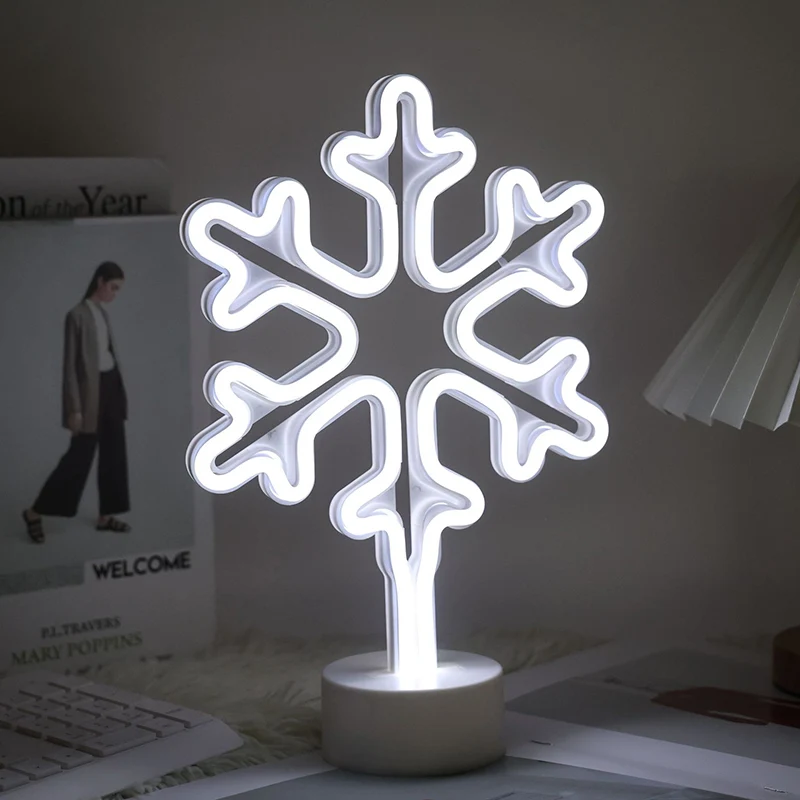 Modern Art Deco Plastic Snowflake Round LED Table Lamp For Living Room