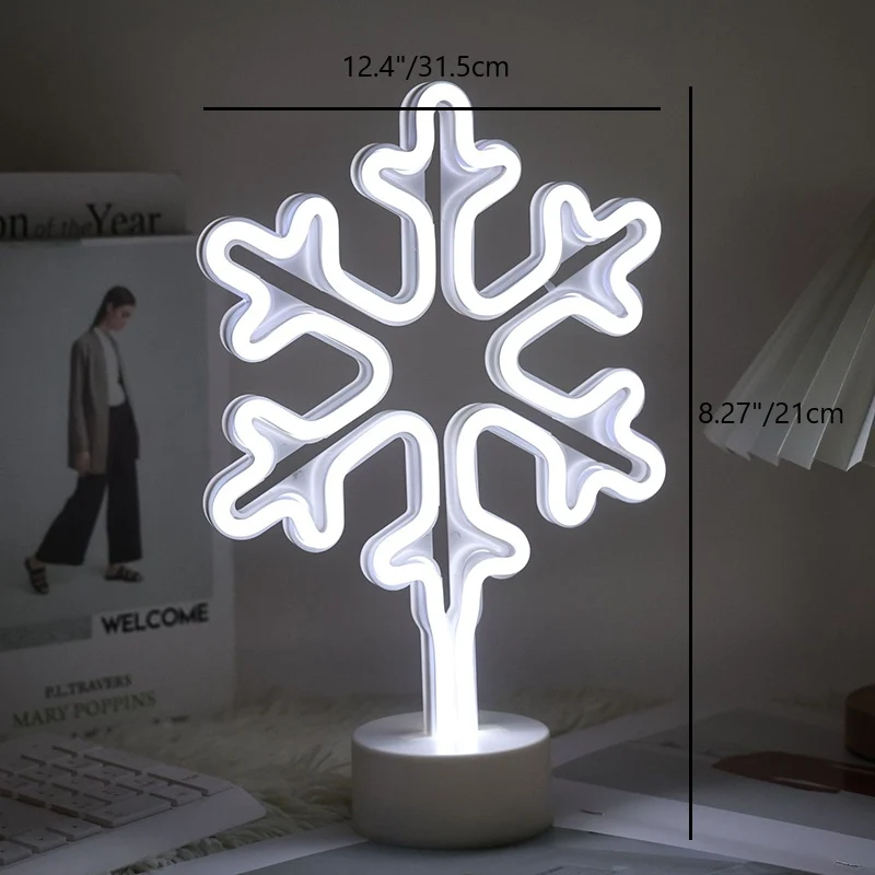 Modern Art Deco Plastic Snowflake Round LED Table Lamp For Living Room