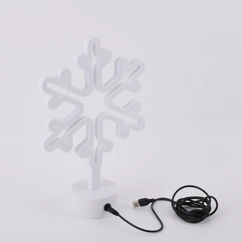 Modern Art Deco Plastic Snowflake Round LED Table Lamp For Living Room