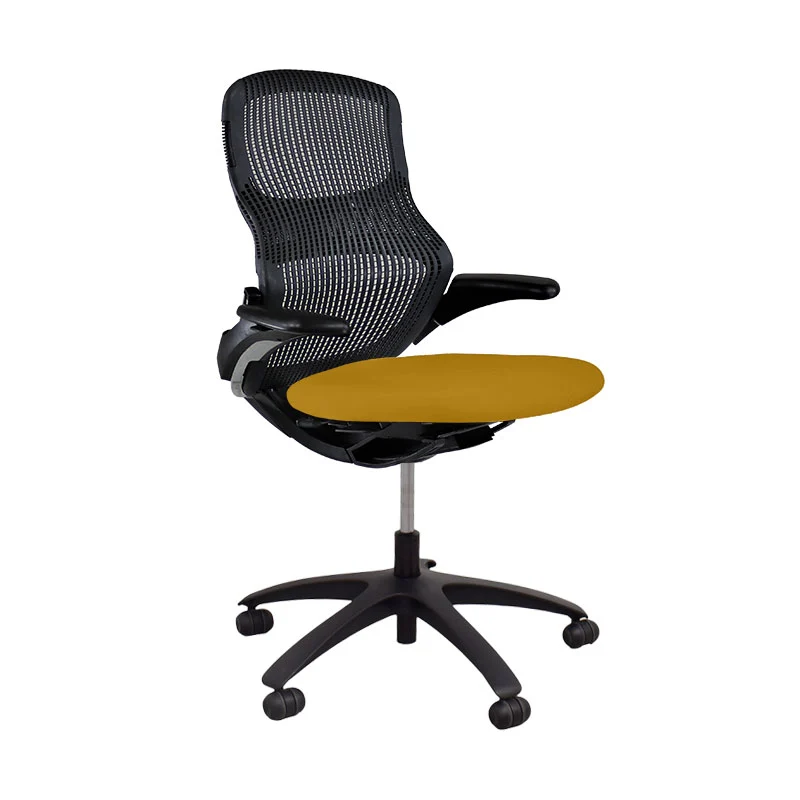 Knoll: Generation Task Chair with Black Frame in Yellow Fabric - Refurbished