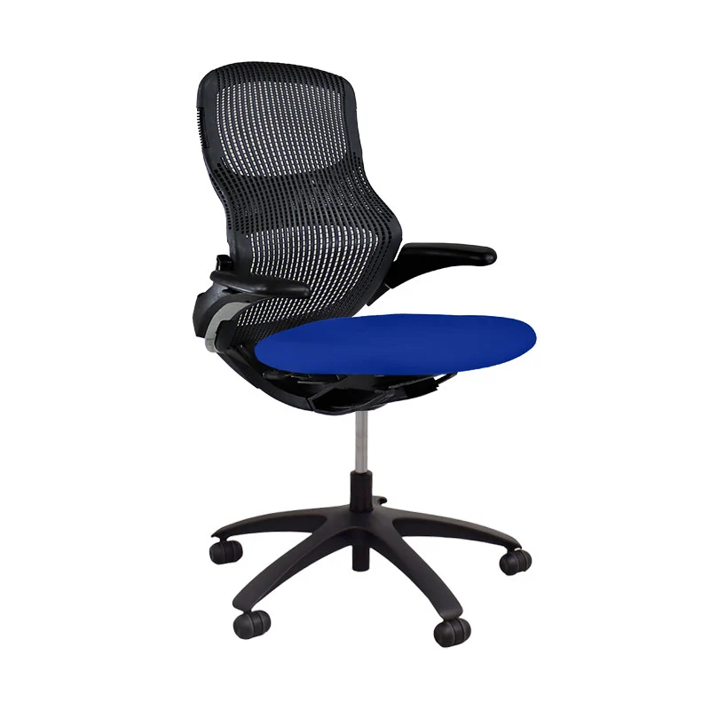 Knoll: Generation Task Chair with Black Frame in Blue Fabric - Refurbished