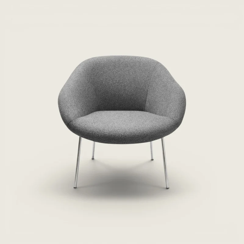 Walter Knoll: 375 Lounge Chair In Grey with Metal Legs - Refurbished