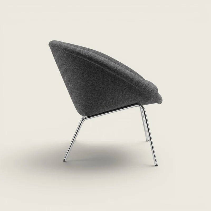 Walter Knoll: 375 Lounge Chair In Grey with Metal Legs - Refurbished