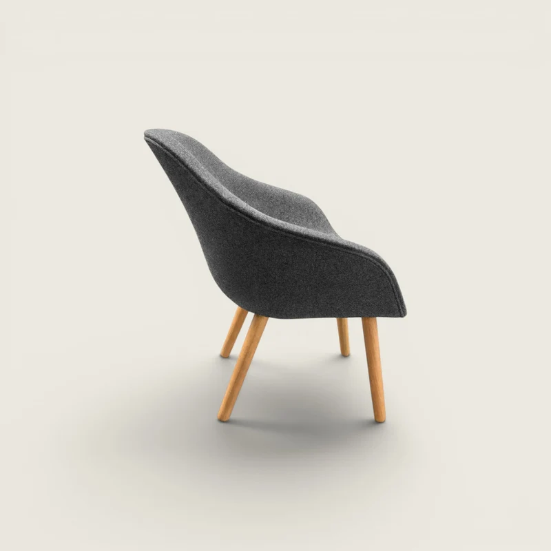 Walter Knoll: 375 Lounge Chair In Grey With Wooden Legs - Refurbished