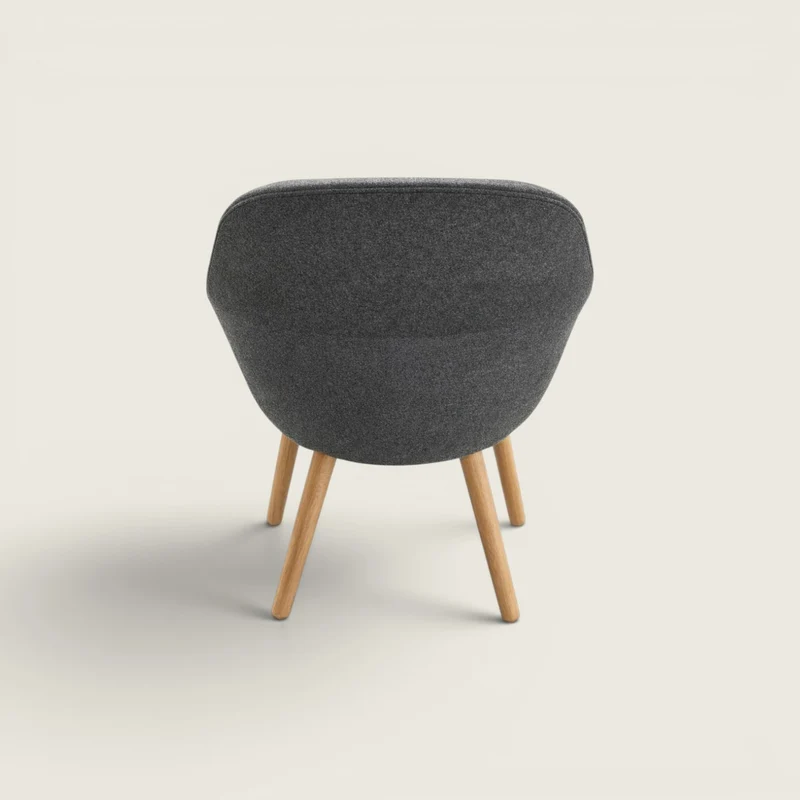 Walter Knoll: 375 Lounge Chair In Grey With Wooden Legs - Refurbished