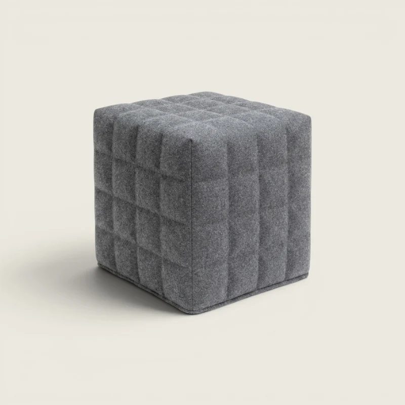 BuzziSpace: Cube 3D Solo Stool in Grey Fabric - Refurbished