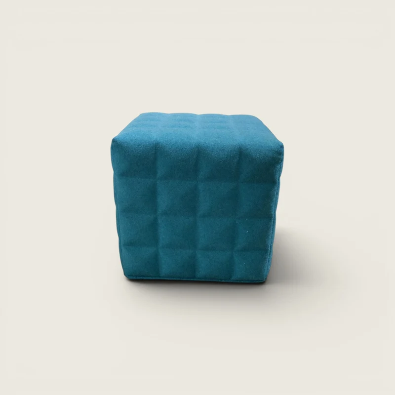 BuzziSpace: Cube 3D Solo Stool in Blue Fabric - Refurbished