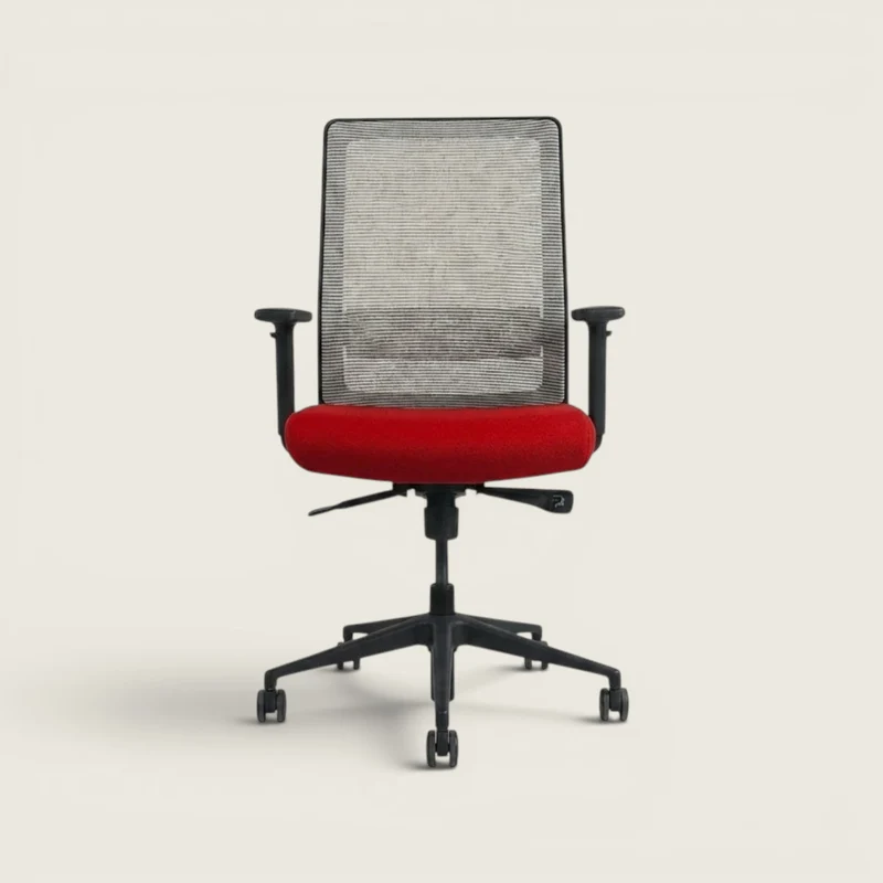 Bestuhl: S30 Task Chair in Red Fabric With a Cream Mesh Back - Refurbished