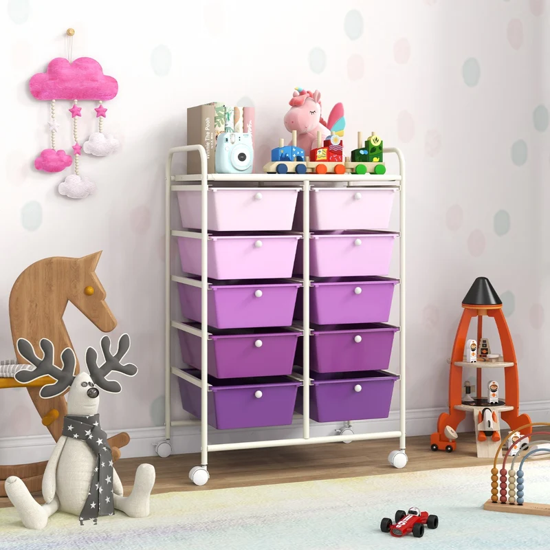 Carrinho Organizador Móvel com 10 Gavetas 65,5 x 37 x 87 cm
