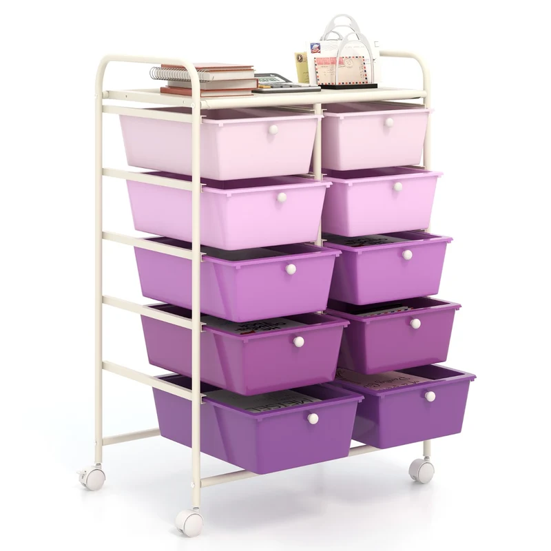 Carrinho Organizador Móvel com 10 Gavetas 65,5 x 37 x 87 cm