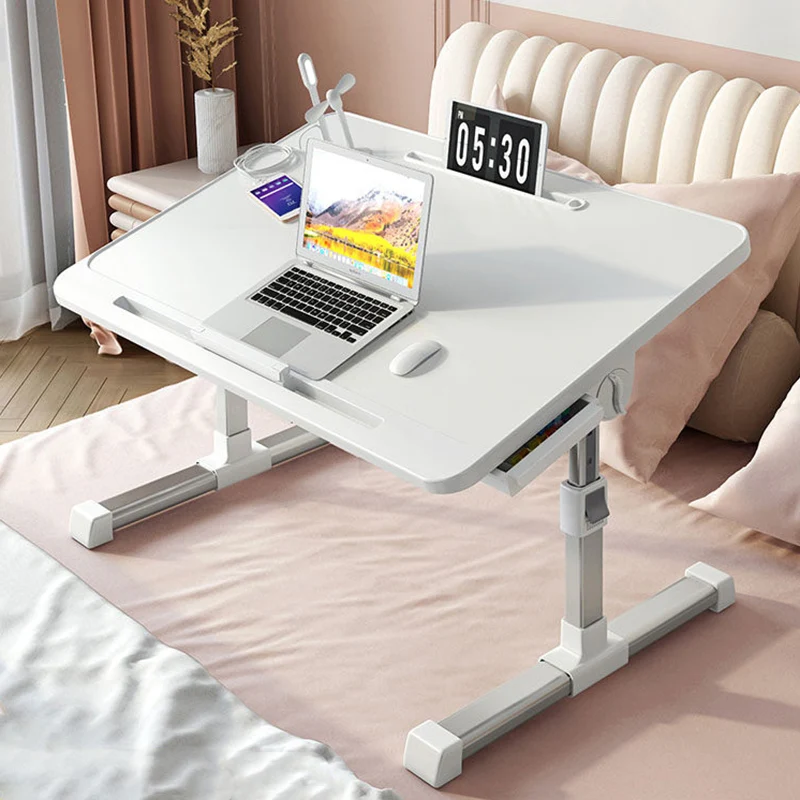 Modern Minimalist Rectangular MDF Carbon Steel Folding Desk Adjustable Height For Bedroom