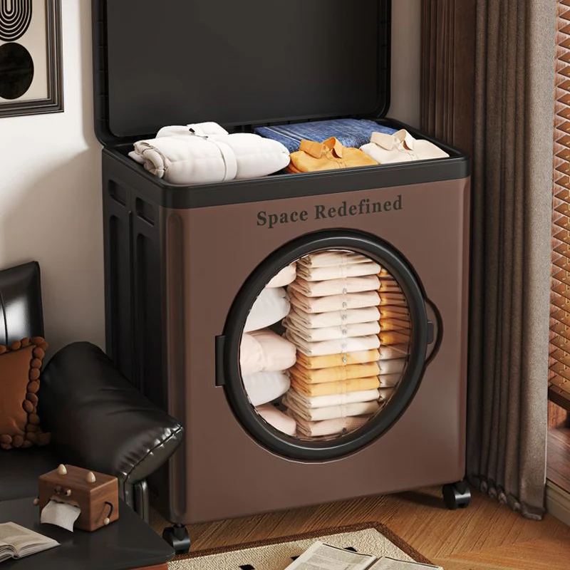 Modern Minimalist PP PET Rectangular Storage Cabinet Large Capacity Movable Folding Organizer For Living Room & Bedroom