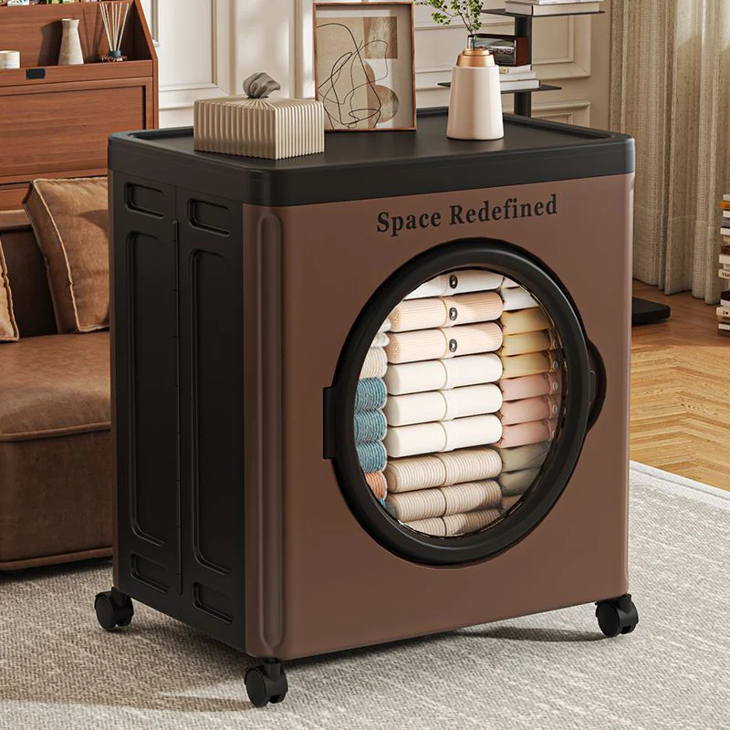 Modern Minimalist PP PET Rectangular Storage Cabinet Large Capacity Movable Folding Organizer For Living Room & Bedroom