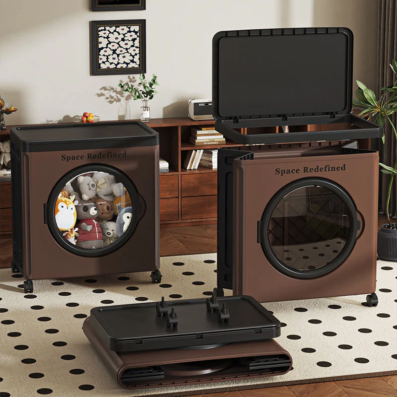 Modern Minimalist PP PET Rectangular Storage Cabinet Large Capacity Movable Folding Organizer For Living Room & Bedroom