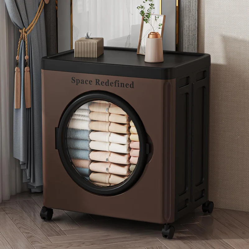 Modern Minimalist PP PET Rectangular Storage Cabinet Large Capacity Movable Folding Organizer For Living Room & Bedroom