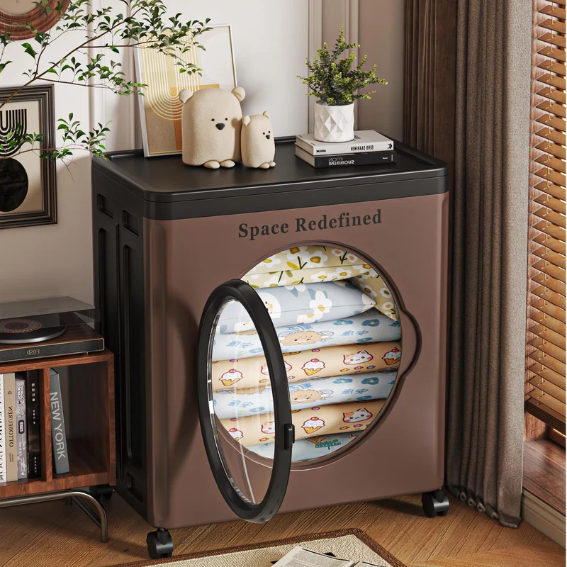 Modern Minimalist PP PET Rectangular Storage Cabinet Large Capacity Movable Folding Organizer For Living Room & Bedroom