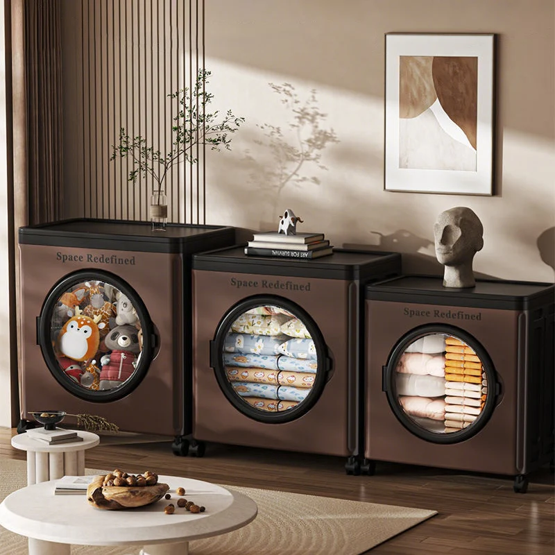 Modern Minimalist PP PET Rectangular Storage Cabinet Large Capacity Movable Folding Organizer For Living Room & Bedroom