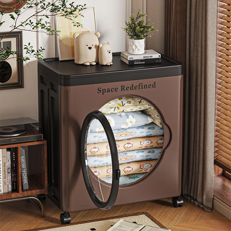 Modern Minimalist PP PET Rectangular Storage Cabinet Large Capacity Movable Folding Organizer For Living Room & Bedroom