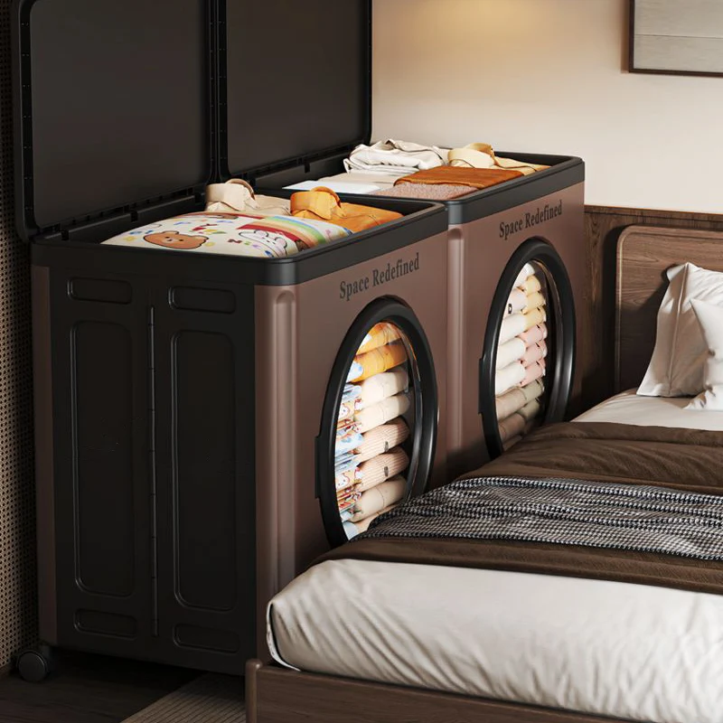 Modern Minimalist PP PET Rectangular Storage Cabinet Large Capacity Movable Folding Organizer For Living Room & Bedroom