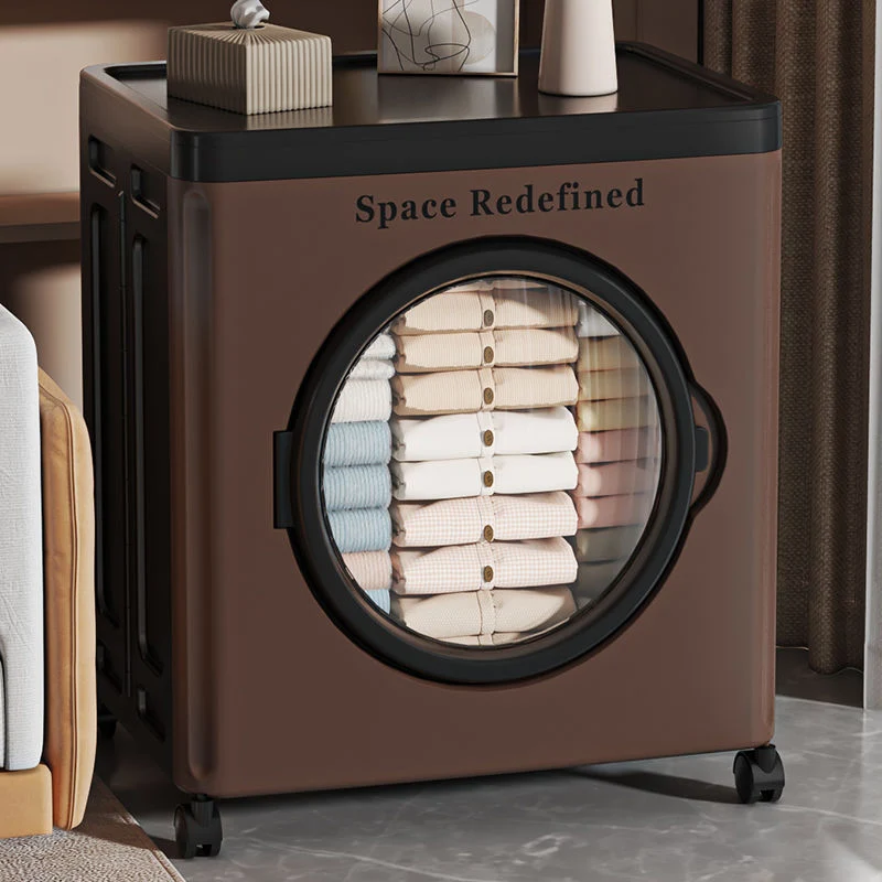 Modern Minimalist PP PET Rectangular Storage Cabinet Large Capacity Movable Folding Organizer For Living Room & Bedroom