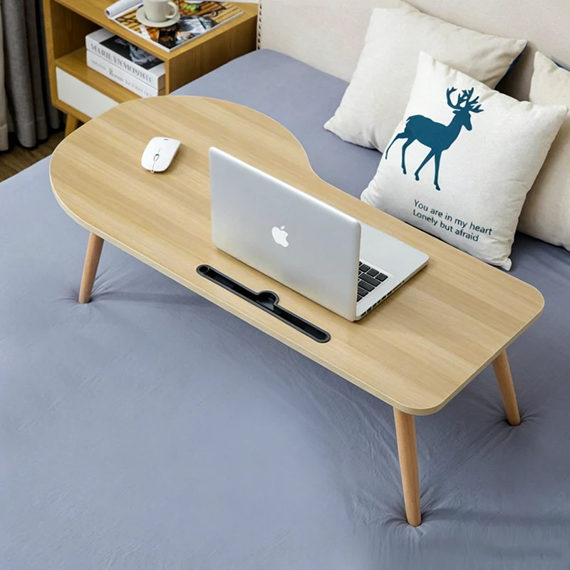 Contemporary Scandinavian Plywood Beech Wood Curved Folding Desk For Bedroom