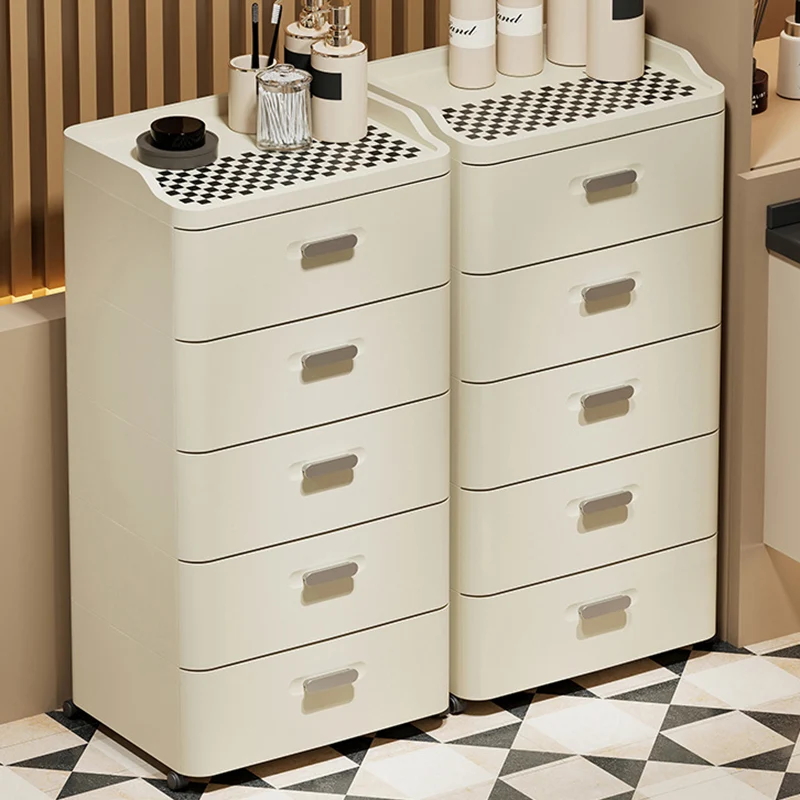 Modern Minimalist PP Rectangular Movable Storage Cabinet 2/3/4/5-Drawer For Living Room