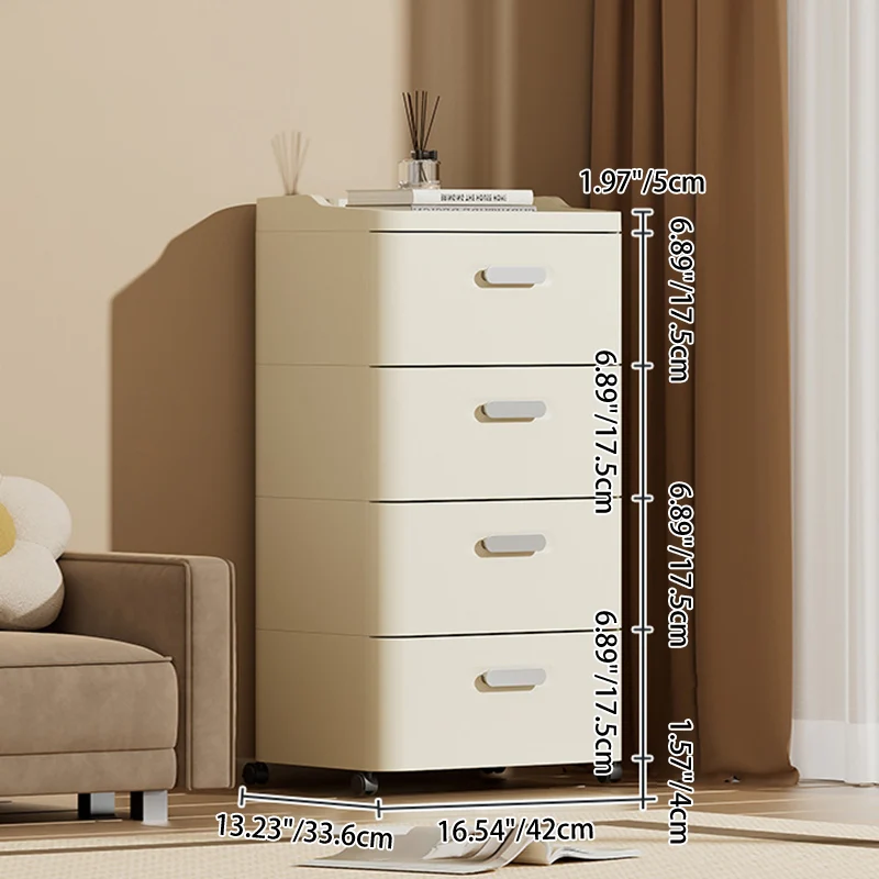 Modern Minimalist PP Rectangular Movable Storage Cabinet 2/3/4/5-Drawer For Living Room