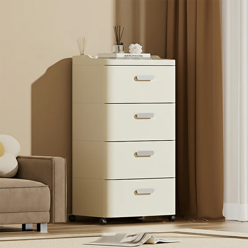 Modern Minimalist PP Rectangular Movable Storage Cabinet 2/3/4/5-Drawer For Living Room