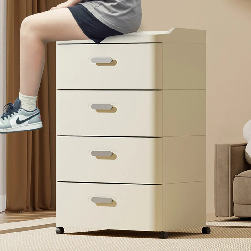 Modern Minimalist PP Rectangular Movable Storage Cabinet 2/3/4/5-Drawer For Living Room