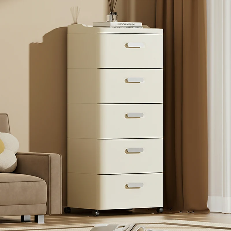 Modern Minimalist PP Rectangular Movable Storage Cabinet 2/3/4/5-Drawer For Living Room