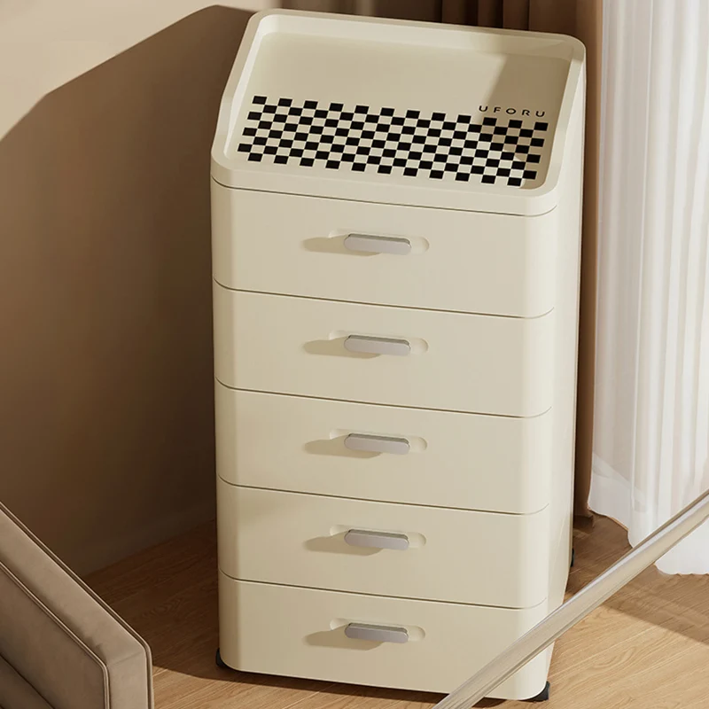 Modern Minimalist PP Rectangular Movable Storage Cabinet 2/3/4/5-Drawer For Living Room
