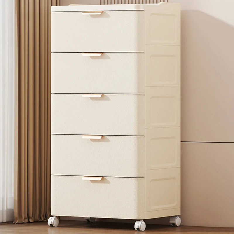 Modern Minimalist PP Rectangular Movable Storage Cabinet 5-Drawer For Living Room