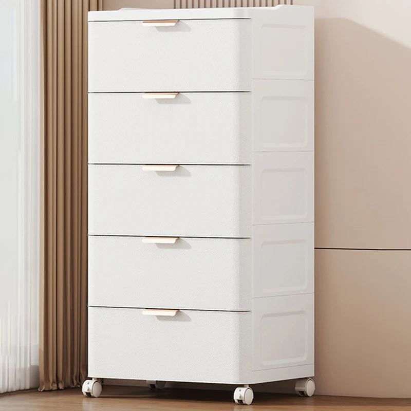 Modern Minimalist PP Rectangular Movable Storage Cabinet 5-Drawer For Living Room