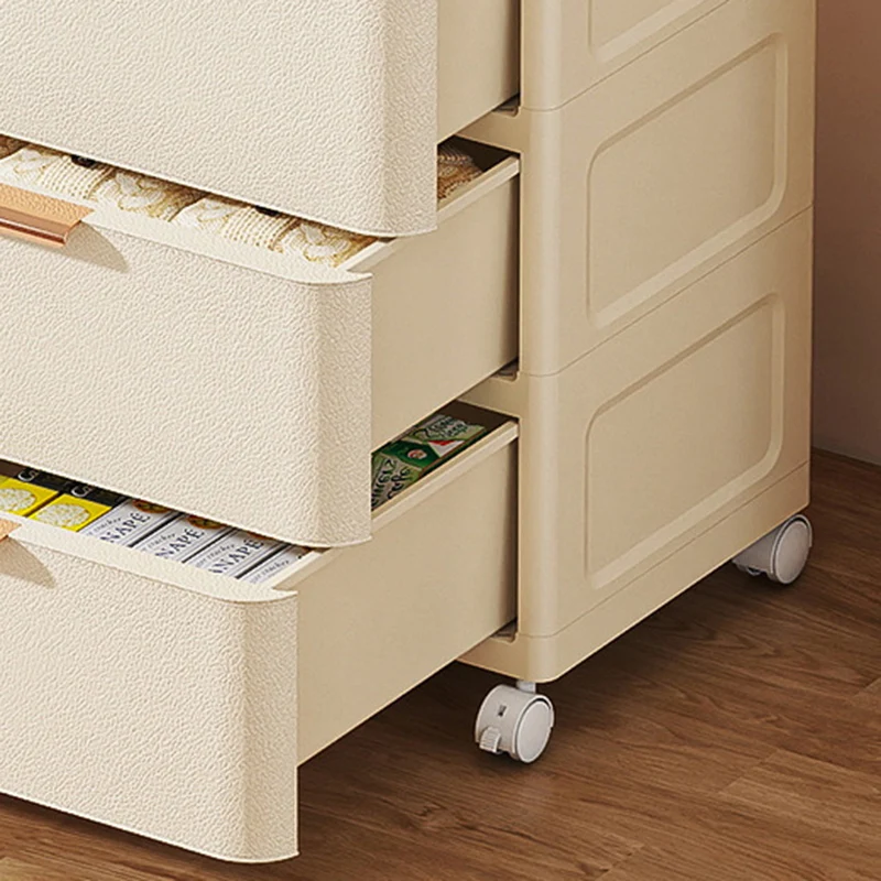 Modern Minimalist PP Rectangular Movable Storage Cabinet 5-Drawer For Living Room