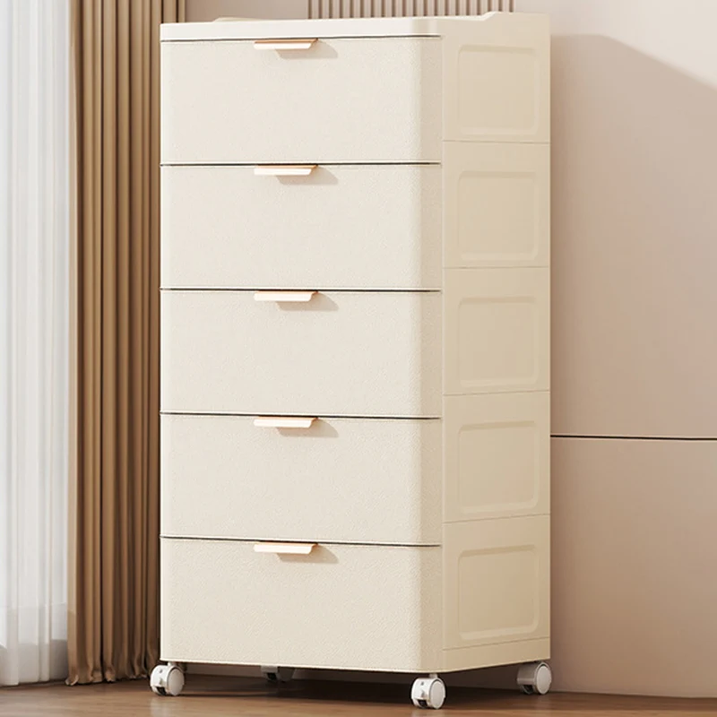 Modern Minimalist PP Rectangular Movable Storage Cabinet 5-Drawer For Living Room