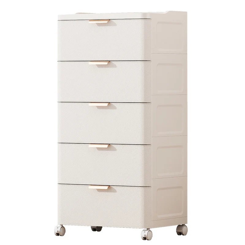Modern Minimalist PP Rectangular Movable Storage Cabinet 5-Drawer For Living Room