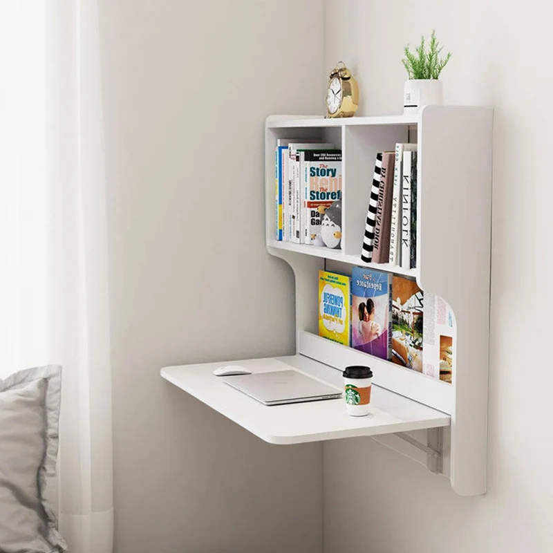 Contemporary Scandinavian Rectangular Particle Board Folding Desk Wall Mounted Desk With Storage For Living Room